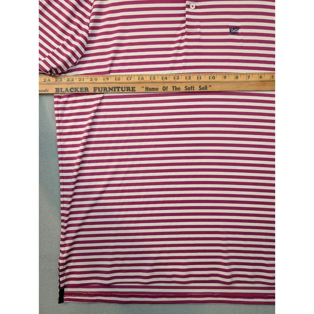 RLX Ralph Lauren Polo Shirt Men Large Pink Striped Stretch Golf Performance